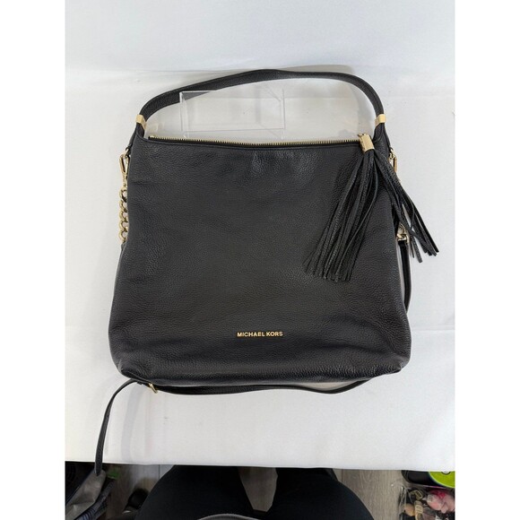 Michael Kors All Pebble Leather Handbag Black Gold Hardware - Picture 1 of 7